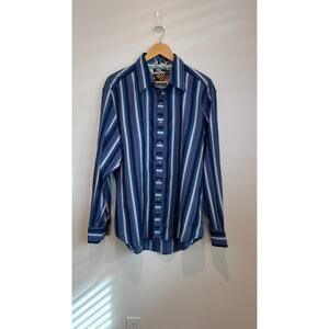 Robert Graham Blue Stripe Button-Down Shirt – Size XL